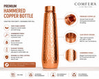 COMFERA Pure Copper Bottle, 32oz/950ml water bottle for drinking, Leakproof hammered designed bottles for Home, Gym, School & Travel, Durable, Rustproof & Handmade Bottle, Ayurvedic Cups