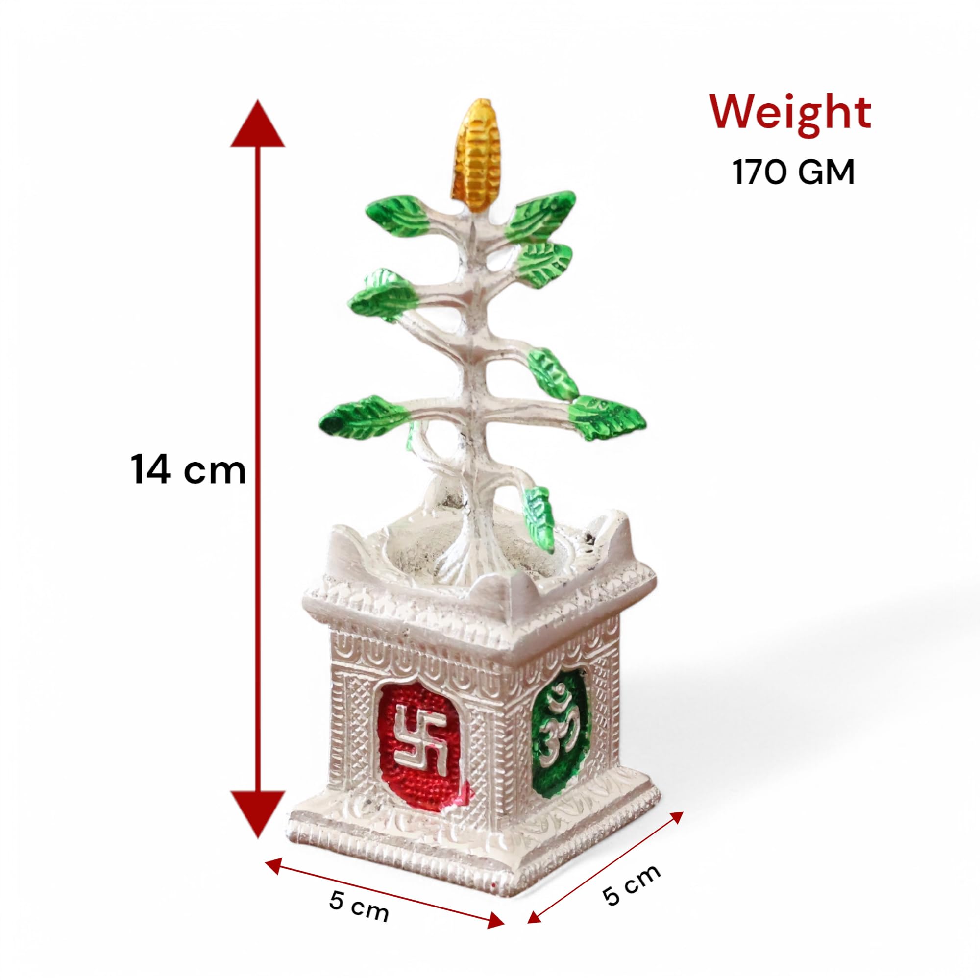 KridayKraft Spiritual Graceful Tulsi Plant Artifical Decorative Showpiece Figurine for Pooja Room, Home Temple, Office & Gifting Accent for Pooja Room, Symbol of Positivity & for Gifting (Silver)
