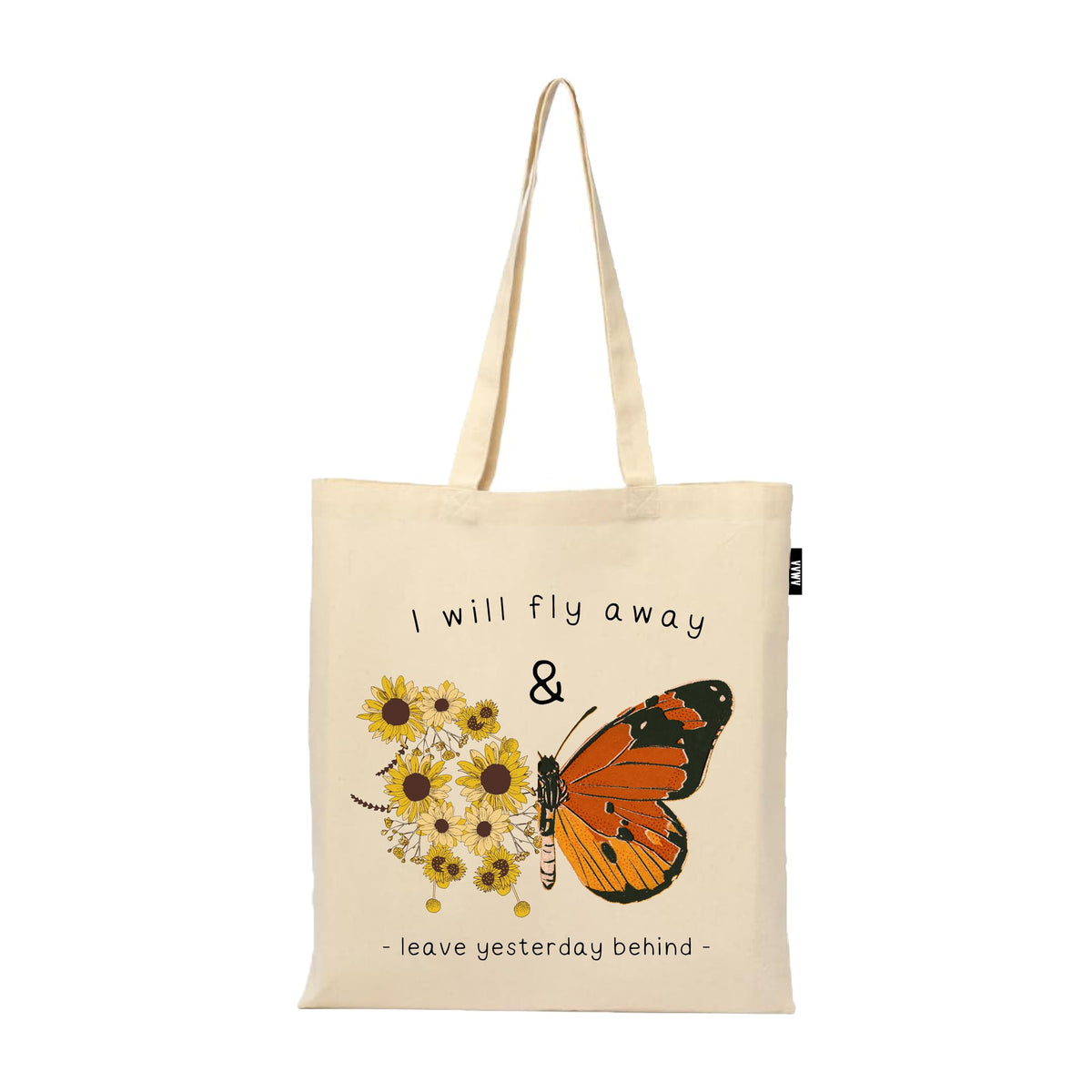 VVWV Tote Bag | 100% Organic Cotton Shopping | Grocery | Tote Bag Women Office College Grocery Vegetable Bags Market, Canvas Tote Bag 15kgs Capacity 13 x 15.7 Inch (Butterfly)