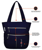 WILD MODA Womens Kareena Multipurpose Shoulder & Classic Tote Bag (Blue & Grey)