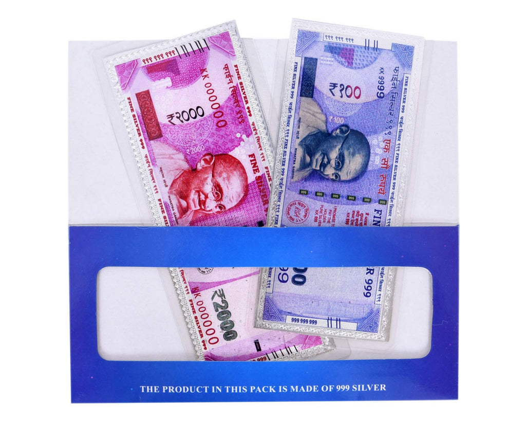 Rajoria Jewels Guaranteed 990 Pure Silver Combo Of 2100 Card for Gifting with Paper Cover