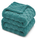 VAS COLLECTIONS Reversible Sherpa Fleece/Flannel Blanket, 500 GSM – Thick Fluffy 3D Checkered, Super-Soft, All-Season, Decorative Couch or Bed Blanket (Aqua, Single (2200 g)) Kafalo