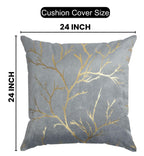 Stuffique Velvet Foil Cushion Covers 24 inch x 24 inch Set of 2, Grey