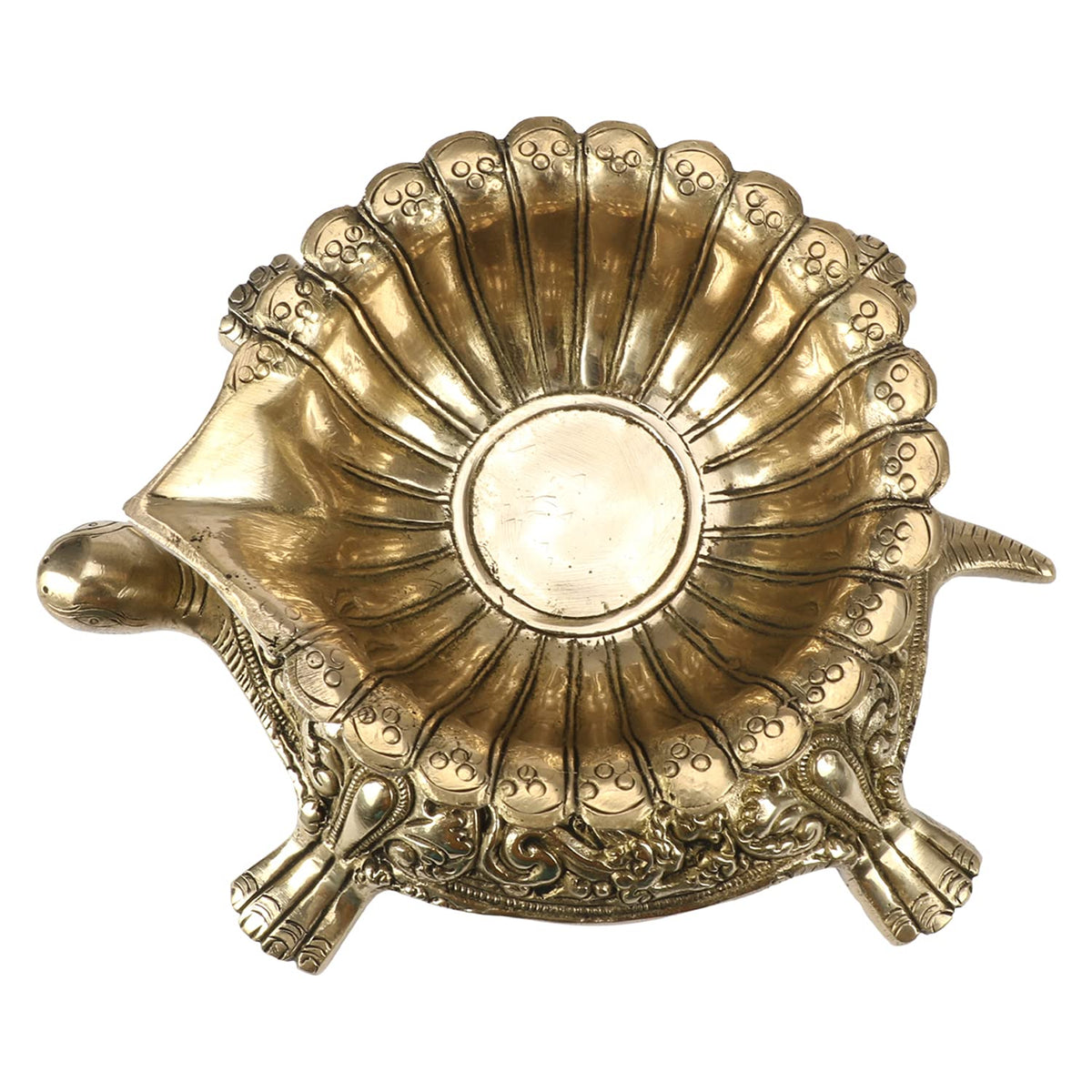 Artvarko Brass ASHT Dhaatu Large Size Diya Deepak for Puja Room Tortoise Kachua Statue Oil Deepak Lamp 7.5 Inches