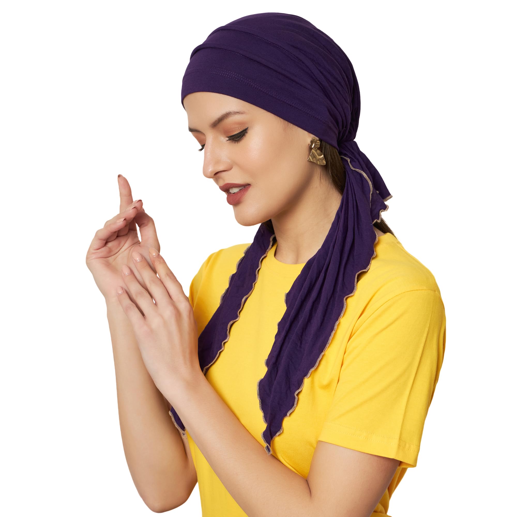 The Headscarves Women Bamboo Pre Tie Scarf (HS107 Purple)