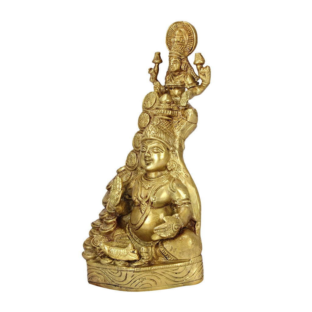 ARTVARKO Brass Lakshmi Kuber Sitting Statue Murti Laxmi Kubea Maharaj for Prosperity Money Home Office Puja Gift 10 Inch