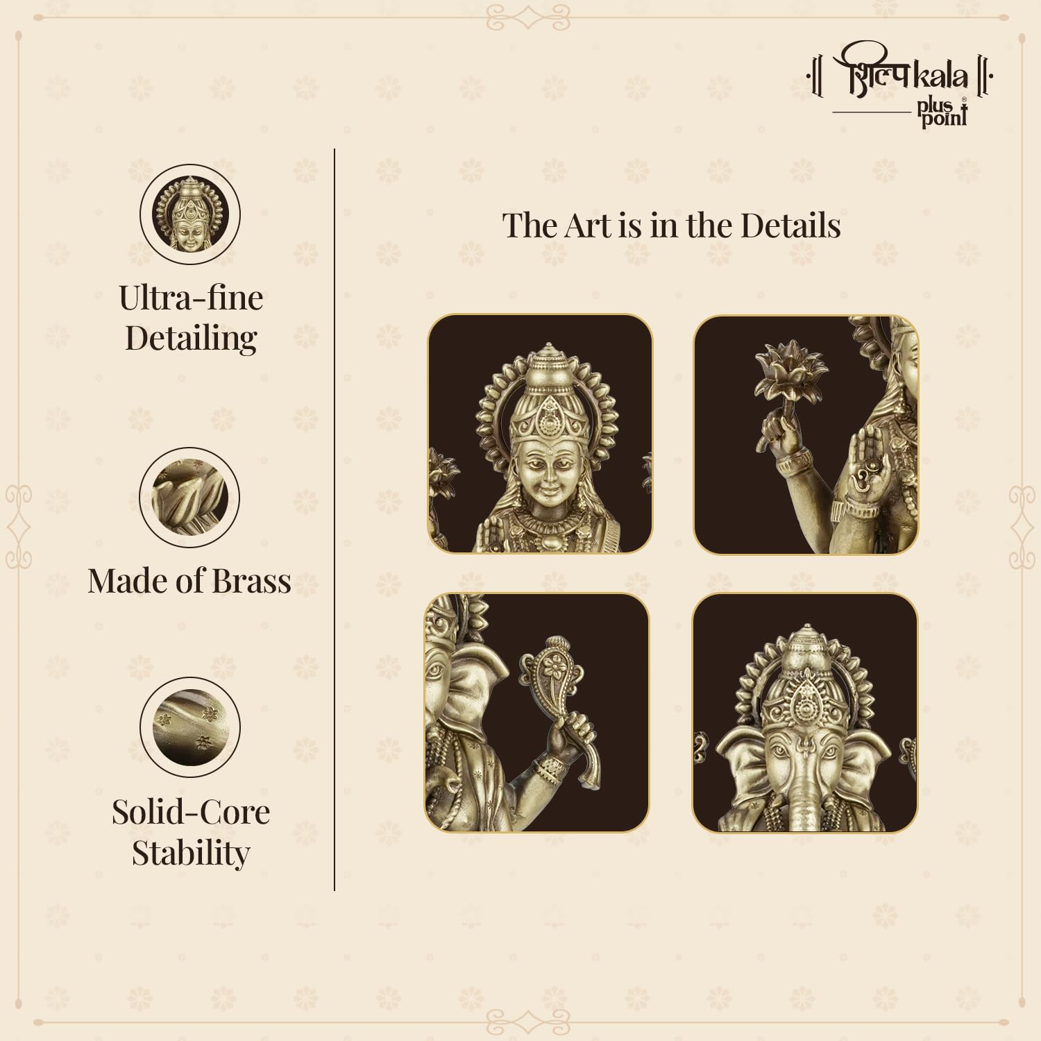 Shilpkala 5 Inch Laxmi & Ganesh Ji Brass Idol (Statue, Murti) for Table, Home & Office Decor, Worship & Gift