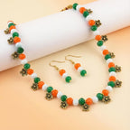 JFL - JewelleryforLess Traditional Tri Color Necklace set Handmade Fashion Jewellery for Independence Day/Republic Day Women & Girls