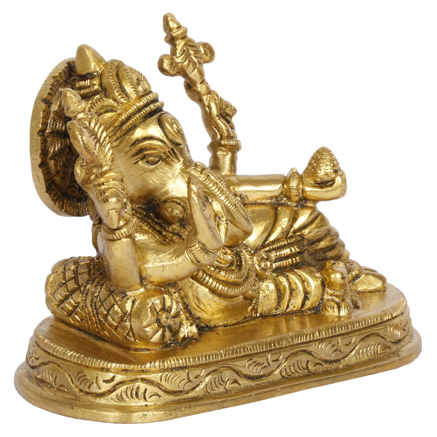 ARTVARKO Brass Ganesh Resting Statue Murti Blessing Ganesha Idol Vinayak Ganpati for Home Entrance Décor Temple Puja Gift.