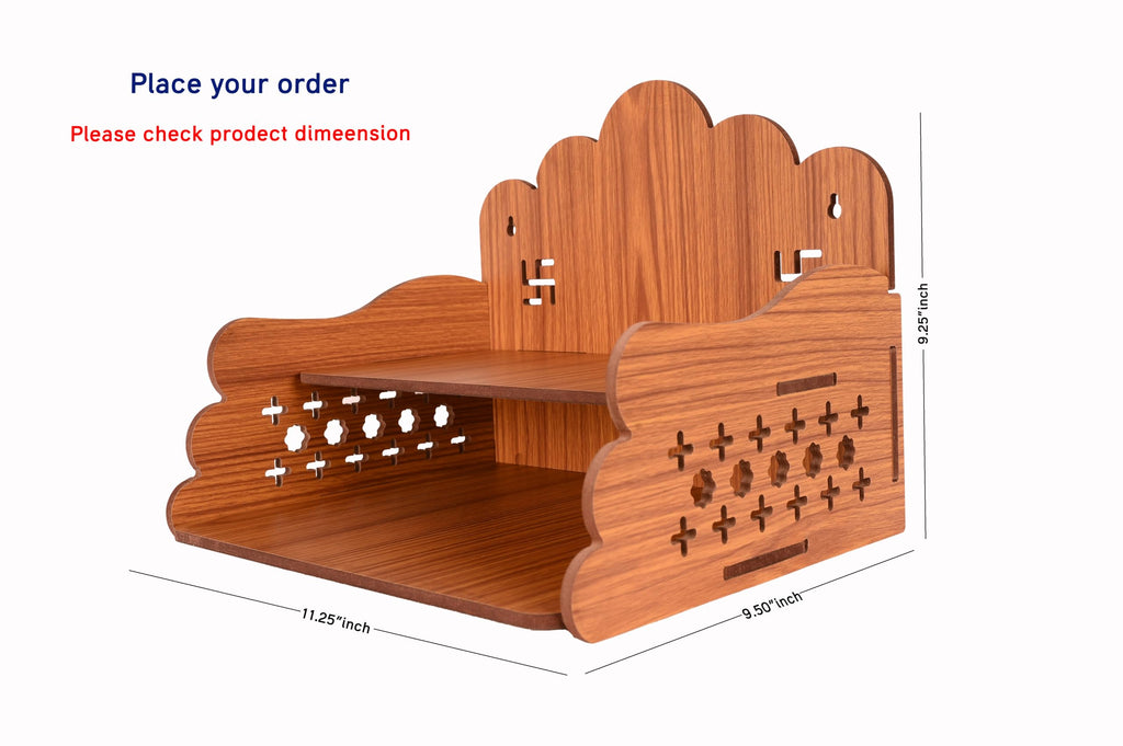 AR ART Dummy 01 Engineered Wooden Wall Mounted Pooja Mandir for Home and Office Size 11.25 x 9.50 x 9.25 Inch Light