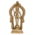 ARTVARKO Brass Lord Murugan Kartikeya Murugana Kumaraswamy Karthikeya Standing Idol with Peacock Swaminatha Skanda Murti Swami Ji Subrahmanya Swamy Height 10 Inch