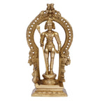 ARTVARKO Brass Lord Murugan Kartikeya Murugana Kumaraswamy Karthikeya Standing Idol with Peacock Swaminatha Skanda Murti Swami Ji Subrahmanya Swamy Height 10 Inch