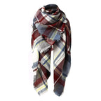 American Trends Trendy Plaid Scarfs Womens Warm Pashmina Fall Winter Soft Chunky Tartan Wrap Shawl Cozy Checked Blanket Navy w Red w Yellow