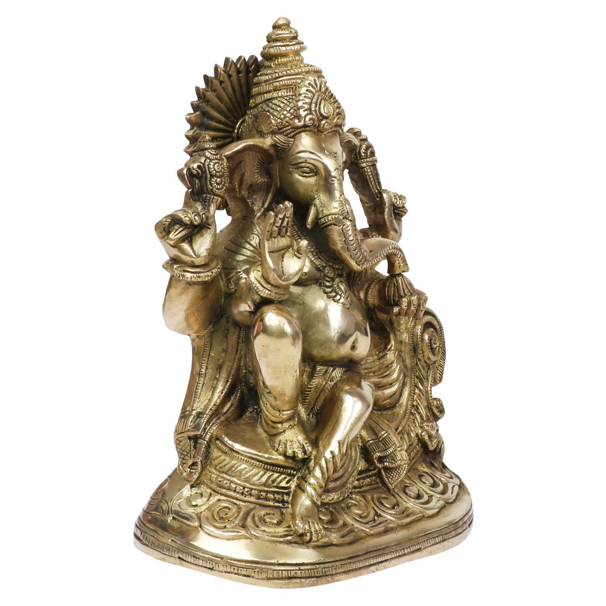 SVARUP Brass Ganesha Idol for Home Decoration Ganpati Statue Murti for Gift Height 10 Inch Color Gold