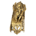 ARTVARKO Brass Ganesh Bhagwan Idol Resting on Designer Peacock Couch Ganapati Pital Moorti for Home Decor Success Office Marriage Length 9 Inch