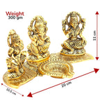 KridayKraft Laxmi Saraswati Idol Action Decorative Platter with Diya and Agarbatti Stand Diwali Gift,Metal,Standard,1 Piece
