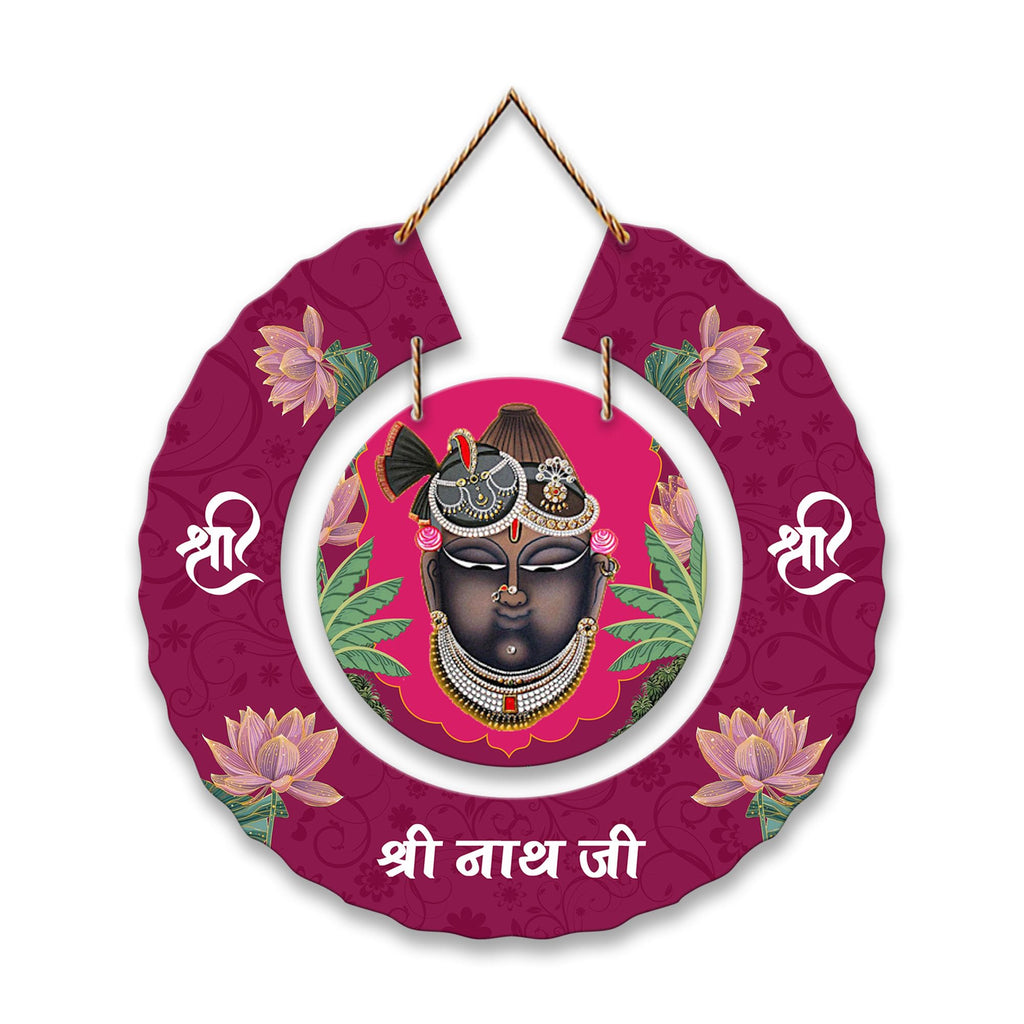 Artvibes Shrinath Ji Pichwai Art Round Shape MDF Wooden Wall Decor Items | Religious Decor Items | Wall Sculpture | Signs & Plaques| Stylish Modern Decor Item | Gift Items(WH_9807N) | Art Prints