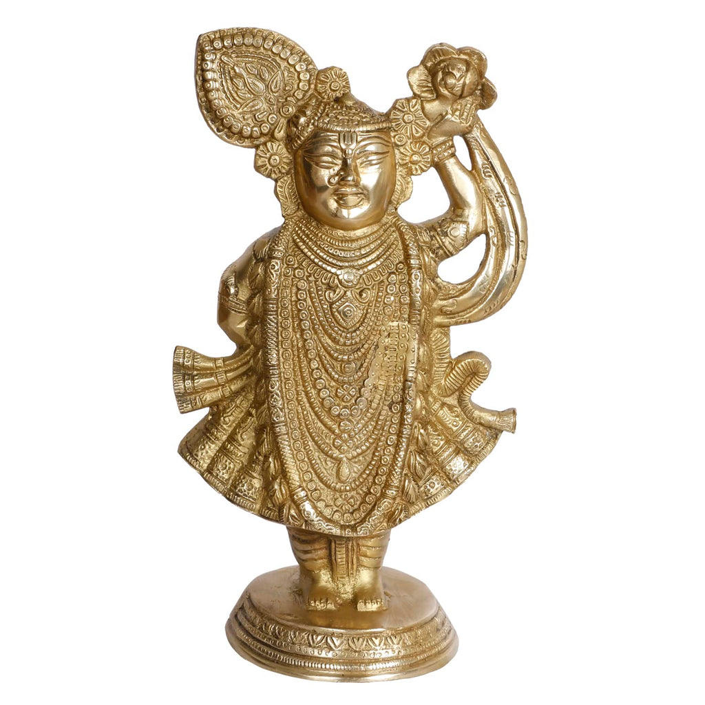 ARTVARKO Brass Shrinathji murti God Avatar of Shri Krishna Height 12.5 Inches