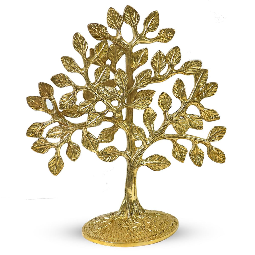 Reiki Crystal Products Brass Kalpavriksha Tree | Handmade Brass Wish-Fulfilling Tree for Home, Office & Temple Décor | 17 cm | 450–500 Gram | Feng Shui, Vastu & Spiritual Decorative Showpiece