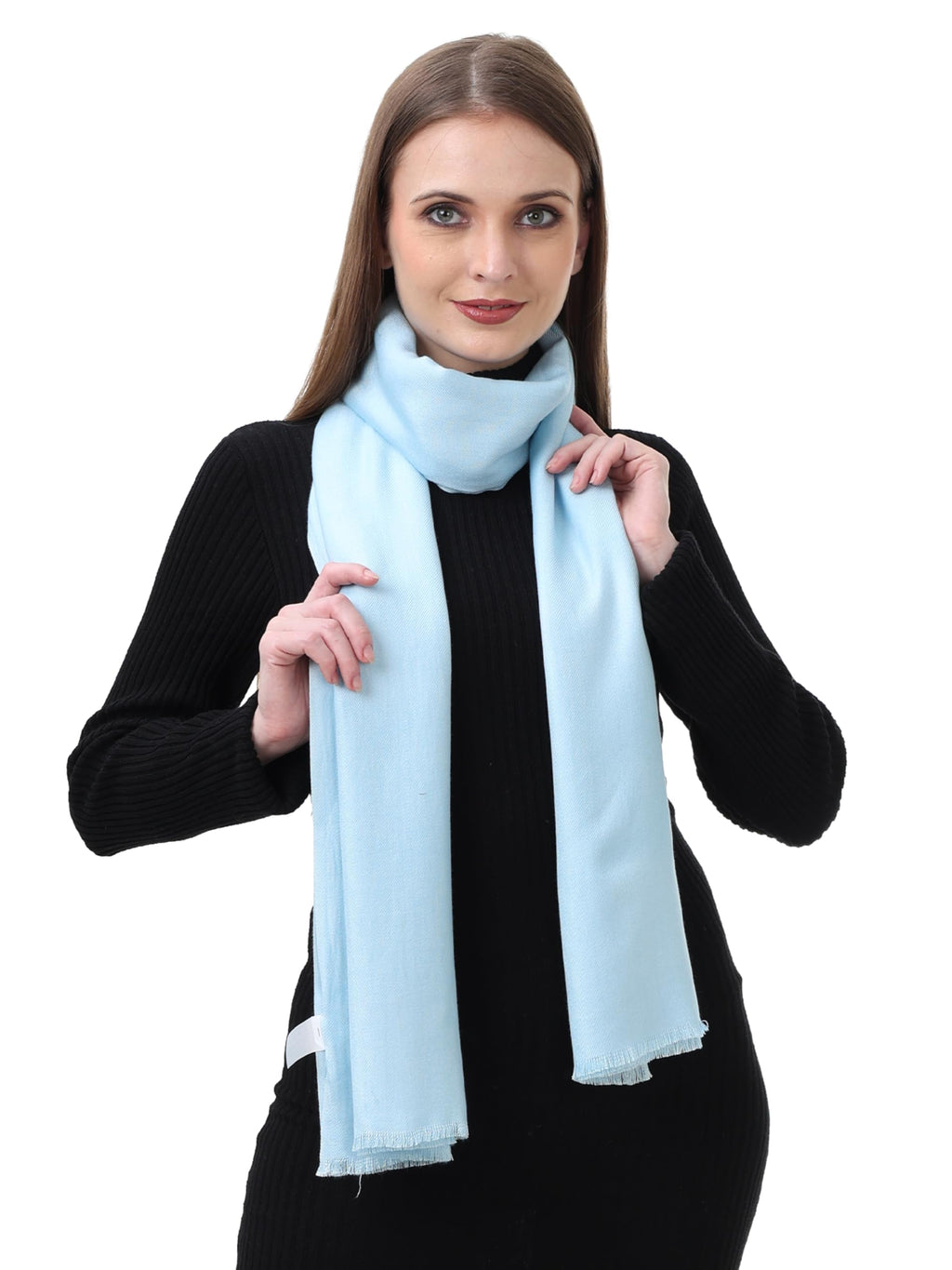 EH Pashmina scarf for women, twill weave, thick, solid color wraps, all weather, large, warm, very soft pashmina feel scarves (BABY BLUE)