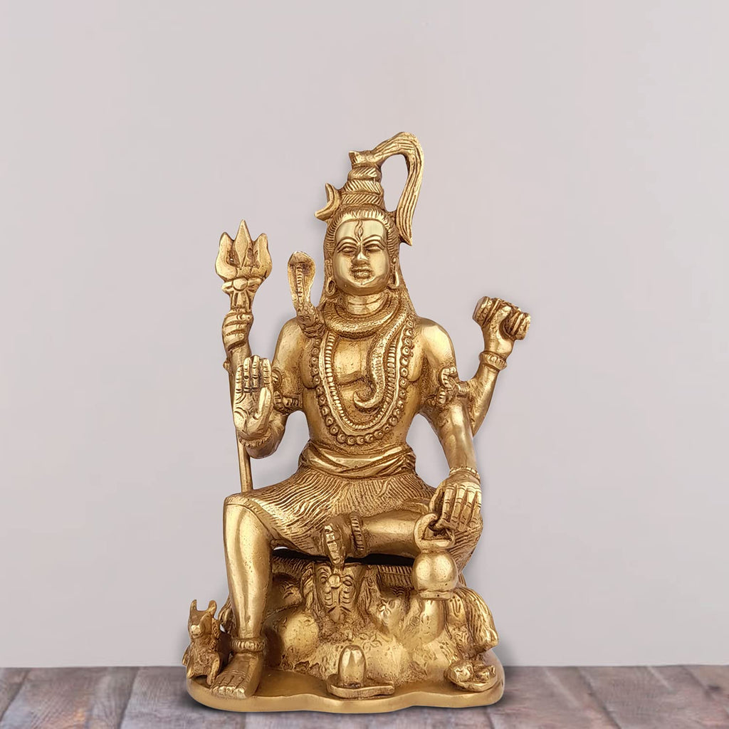 ARTVARKO Brass Blessing Lord Shiva Murti Idol Shankar Bhagwan Bhole Nath with Nandi Shivling Statue Home Mandir Puja Temple Showpiece Accessories Vastu Remedy Pooja Gift & Home Decor