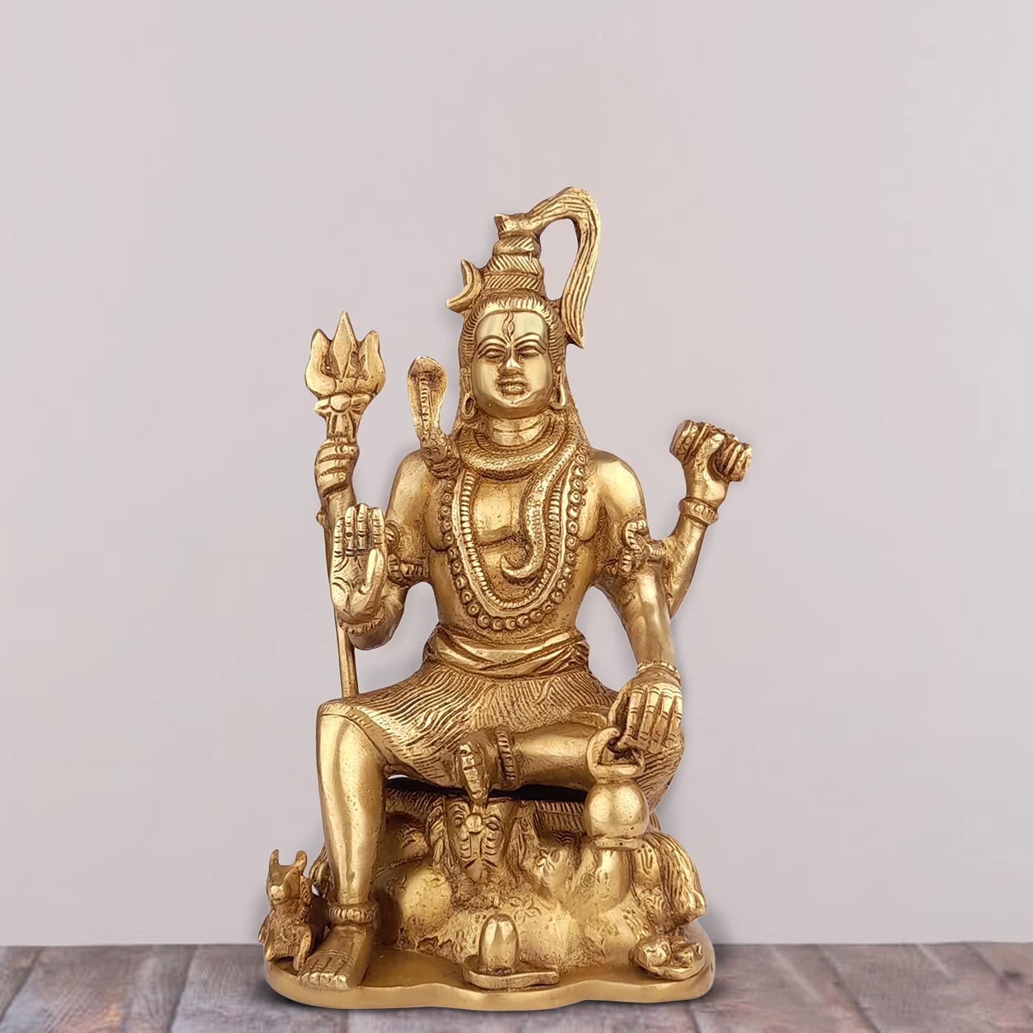 ARTVARKO Brass Blessing Lord Shiva Murti Idol Shankar Bhagwan Bhole Nath with Nandi Shivling Statue Home Mandir Puja Temple Showpiece Accessories Vastu Remedy Pooja Gift & Home Decor