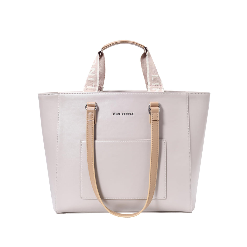 Lino Perros Women's Color-Blocked Commuter Tote Bag, Beige