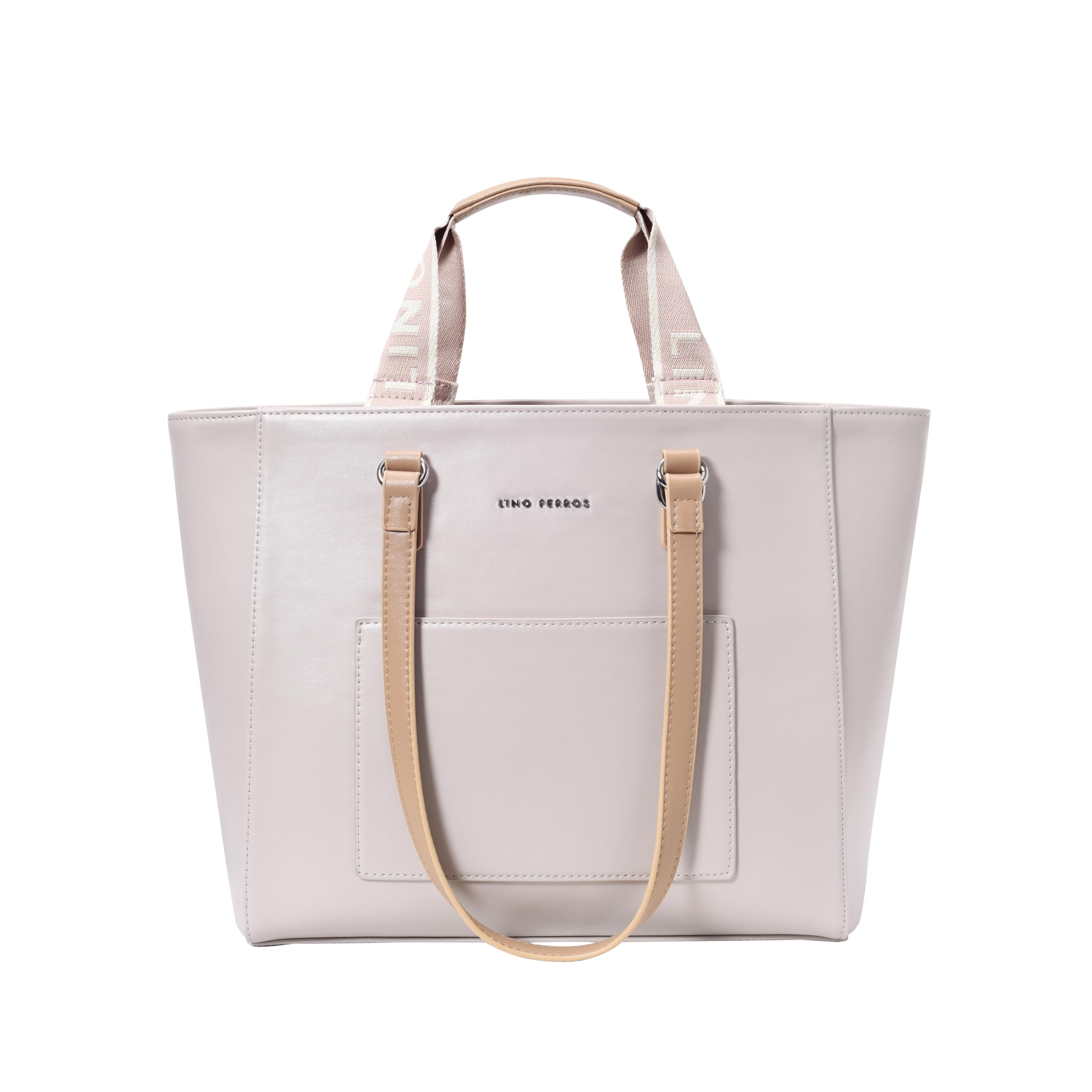 Lino Perros Women's Color-Blocked Commuter Tote Bag, Beige