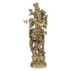 SVARUP Brass Krishna Idol Statue Playing Flute for Puja Mandir Krishan Murti Sculpture Gift & Home Decor Height 14 Inches