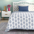 Wakefit Dohar Single Bed | 100% Cotton Blanket for Single Size Bed, Quilt | 110 GSM | Reverisible AC Blanket | 90x56 Inches - Susane Blue Kafalo