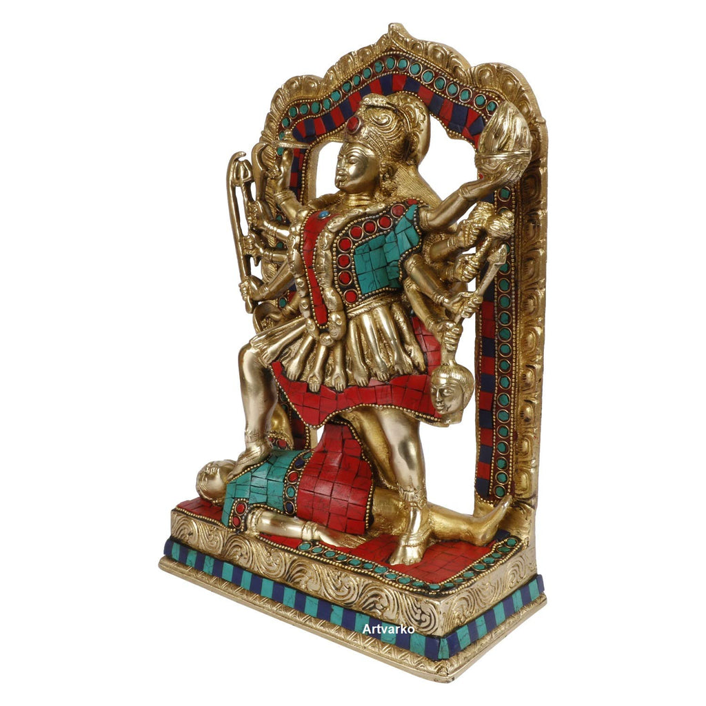 ARTVARKO Brass Kali Maa Murti Maha Kali Shiva Mahakali Kalika Maa Idol Size 11.5 Inches 1 Pcs Standard.