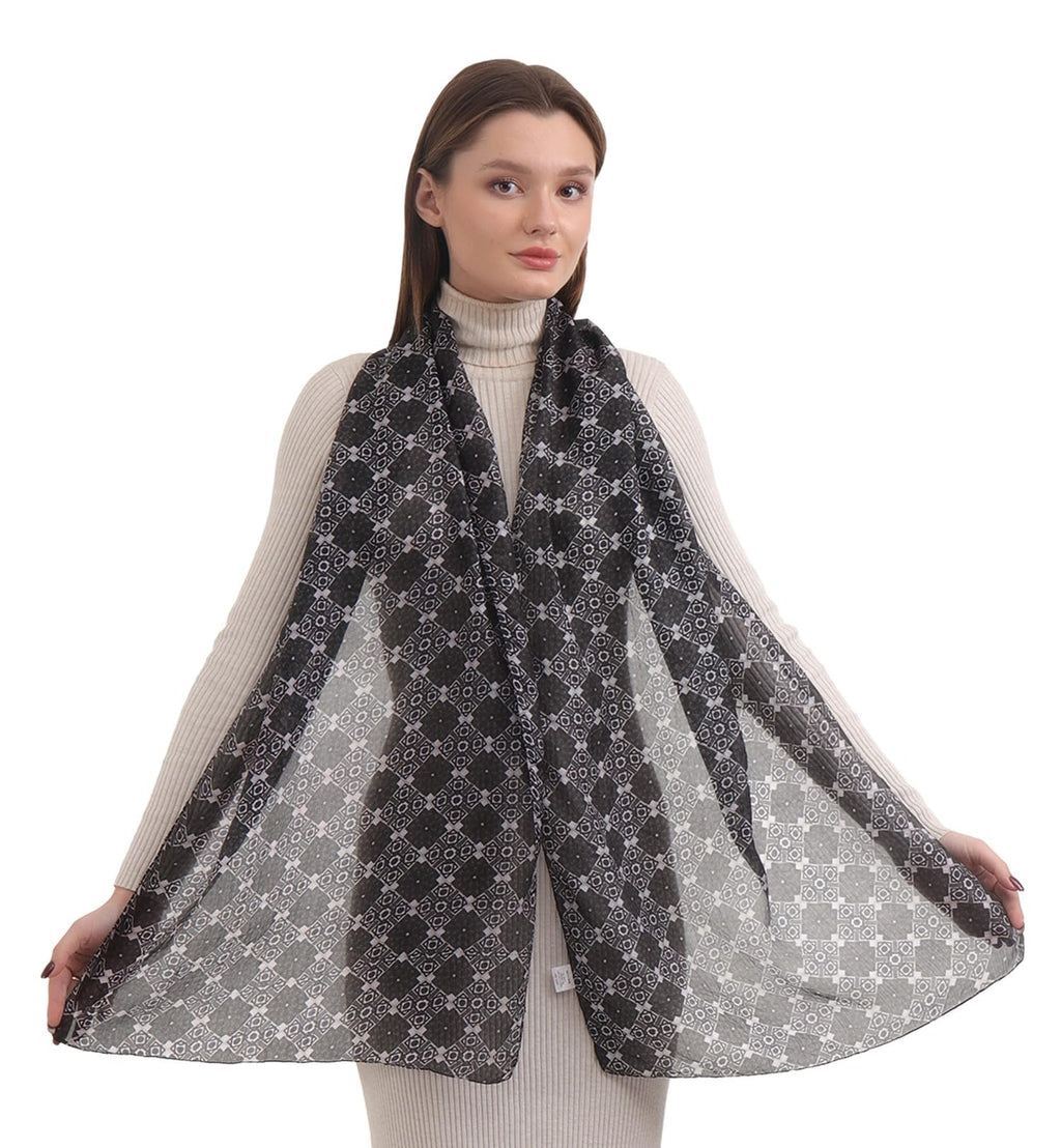 EH 100% Pure Mulberry Silk Scarf for Women, head scarf, neck scarf, hair scarf, digital printed long (22 X 72) (MC 21)