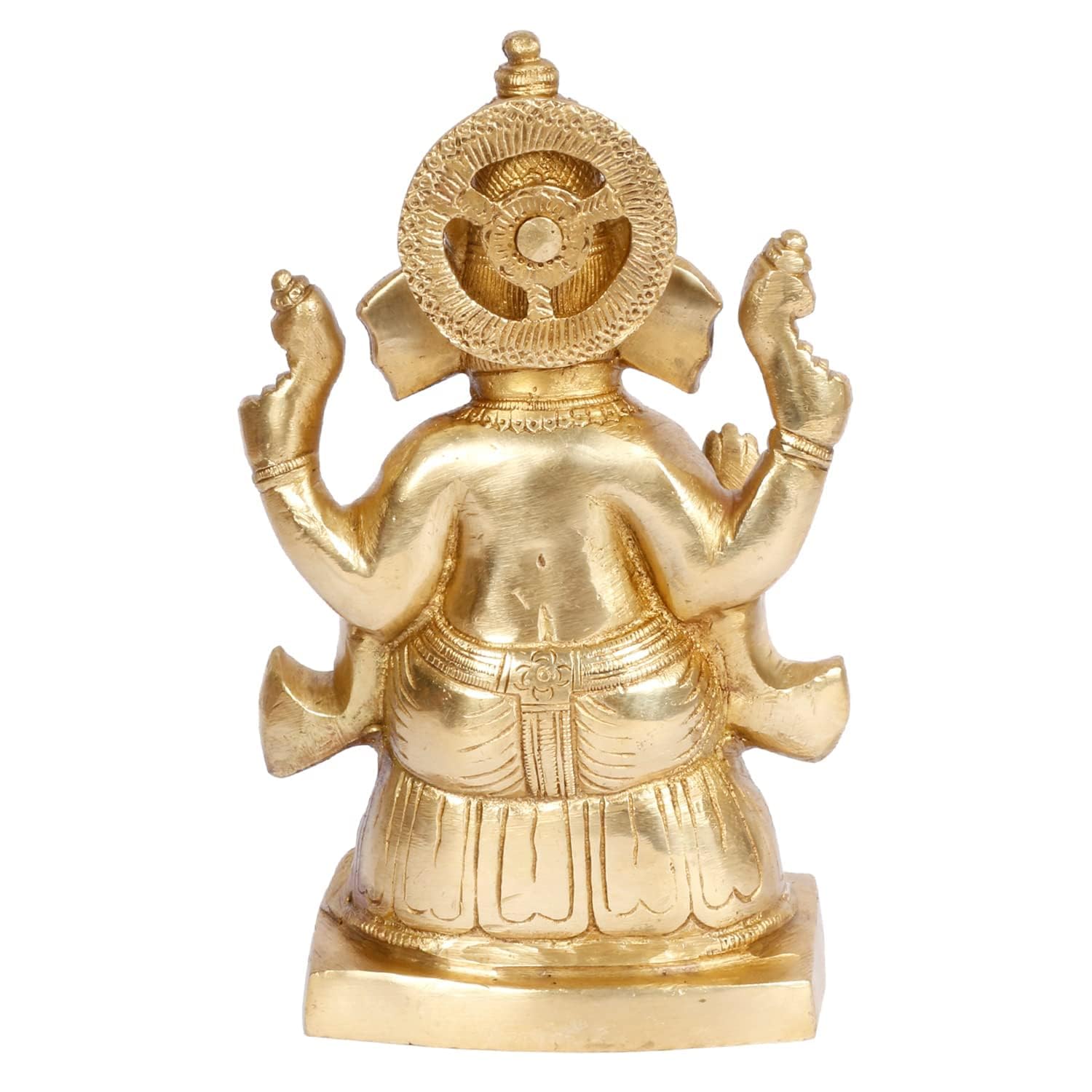 Svarup Brass Sitting Ganesha Idol in Gold Color Height 5.5 Inch Weight 1.5 Kg