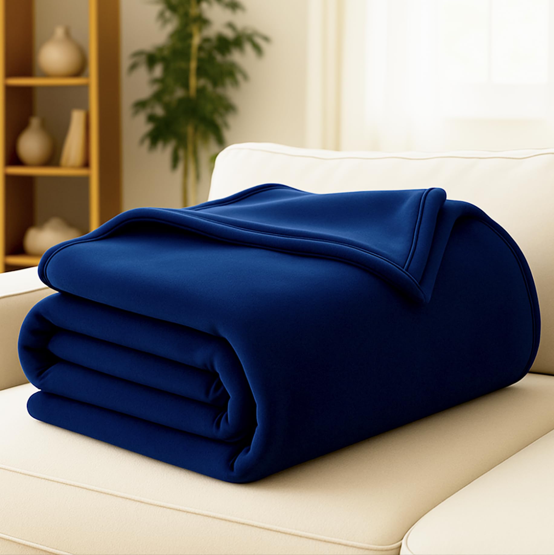 Roseate Polar Fleece Blanket (Single Bed) 300 GSM Plain Blanket for Winter/Summer All Season Light Weight (Blue/ 152x220 cm) Pack of 1 Kafalo