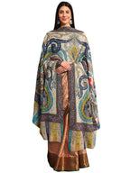 Pashmoda Women Mehar Fine Wool Fabric Pashmina Kalamkari Embroidered Shawl, Stole and Wrap, Sustainable and Natural Fabric, Heritage Kashmiri Pashmina(Size 45x90)