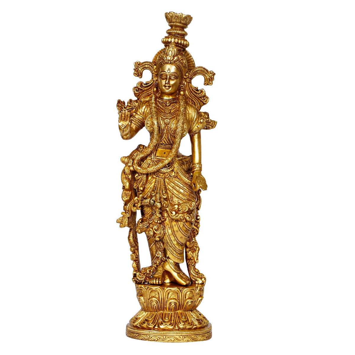 ARTVARKO™ Brass Goddess Radha Idol Statue Murti Gift & Home Décor Big Size- Height 14 Inches