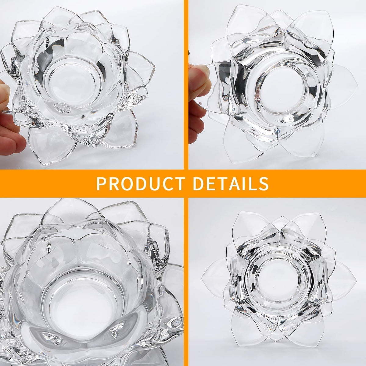 Home Brilliant Tealight Candle Holder Glass Votive Candle Holders, Lotus Tealight Candle Holder for Wedding Table Centerpieces, Party and Home Decor