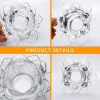 Home Brilliant 4 Piece Glass Lotus Flower Candle Holders Diya Votive Activity Tealight Holders Pillar Holders for Home Decoration Party Wedding Decoration