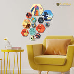 Artvibes Life Is All About Balance Hexagon Shape MDF Wooden Wall Decor Items | Quotes Decor Item | Wall Poster | Office Decor | Wall Art Print | Inspirational quotes | Gift Items (WPS_209N), Set of 13