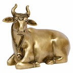 ARTVARKO Brass Sitting Nandi Cow Statue Shiva Bull for Pooja and Home Decoration Showpiece Décor Office Temple Gift 7.5 Inch.