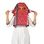 Switchon Scarf Hijab Rayon Printed fancy scarf for women Size Adjustable -Hook loop tape (Red_Black)