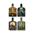Artvibes Lord Ganeshji & Peacock Divine Modern Art Auspicious Wooden Art Work Wall Hanging | Spiritual Decor Items | Wall Illustrations| Stylish Modern Decor Item | Ideal Gifts (WH_5637N), Set of 4