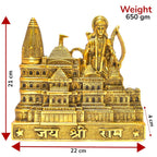Kridaykraft Metal Shree Ram Mandir Architectural Model Prabu Shri Ram Janam Bhumi Ayodhya Showpiece for Home Decor, Office | Metal Showpiece - 22 X 21 Cm, Gold