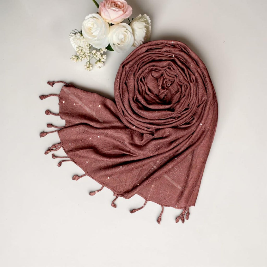 STOLE STUDIO Elegant Luxurious Sequence Viscose Stole Scarf (Brown)