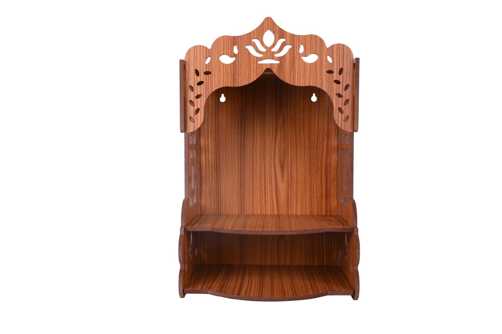AR ART Beautiful Wooden Pooja Stand Wall Mounted Temple for Home and Office Puja Mandir Size 10.50 x 8.25 x 14.25 Inch Light