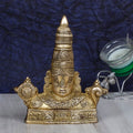 ARTVARKO Brass Lord Tirupati Balaji Sri Venkateswara Balaji Face with Shankh Chakra Namah Table Top/Wall Hanging Idol Showpiece Home Décor Gold.6.5 Inch
