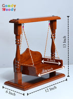 Goody Woody Wooden Laddu Gopal Jhula/Jhoola, Shri Krishna Swing, Krishna Janmashtami Palna, Bal Gopal Hindola, (Brown, 13x12x6), Seat Size :- (8x6) 0 to 4 No. Kanha.