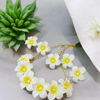 BengCraft Women Artificial Chapa Flower Bridal Haldi Jewellery Set of Necklace, Earring, Finger Ring & Maang Tika | Handmade Floral Jewelry for Bride's Mehendi, Mehndi, Shower, Festive Party Function