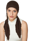 The Headscarves Women Bamboo Pre Tie Ultra Soft Slip on Scarf Headwear For Chemo Patient Free Size (HS107Brown)