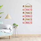 Artvibes Welcome To Our Happy Home Mdf Wood Decoration for Living Room | Quotes Decor Item | Door Quotes Hanging | Wall Poster | Wall Art Print | Gift Items for Home Decor | Wall Accent (WH_6001N)
